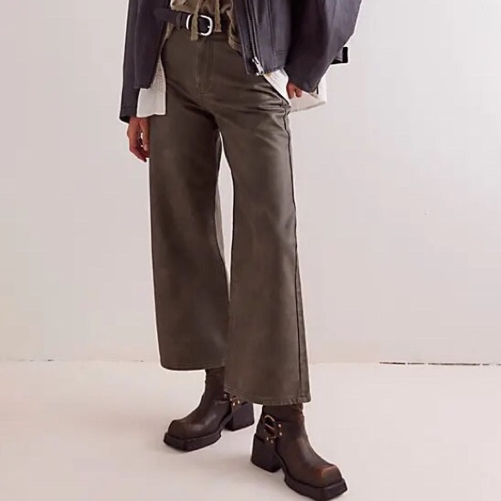 “NEW” We The Free Misha High-Rise Wide Barrel Pant *Faux Leather